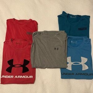 BUNDLED DEAL! 5 Under Armour Shirts. 4 Short Sleeve + 1 Long Sleeve. All Large.
